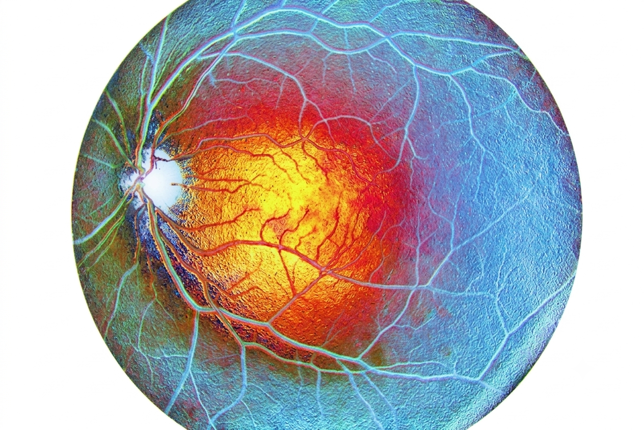 Imagem ilustrativa da retina com destaque para a região da mácula